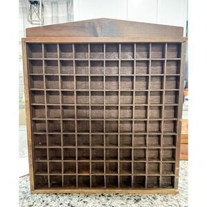 Vtg Miniatures Display Case Cabinet Wood Sliding Plexiglass Front 100 Cubbies